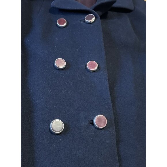 Shagmoor Blue Wool Long Jacket‎ 1900's Trench Coat Sz Measured VTG Designer - Picture 7 of 14